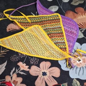 Vintage Multicolor Crochet Hair Scarves
